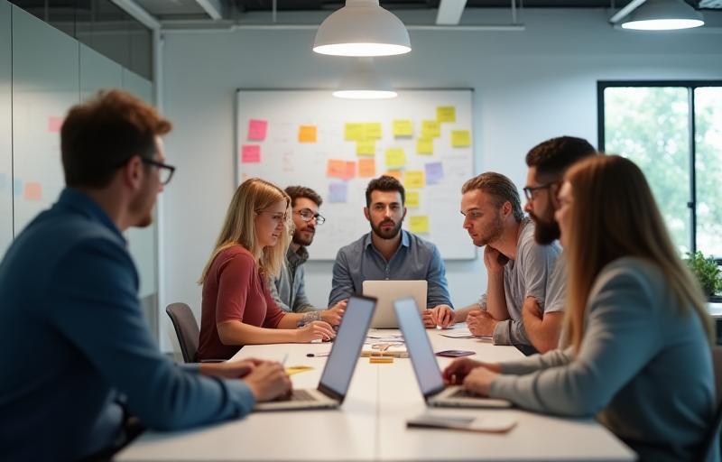 Teammitglieder bei einer kreativen Brainstorming-Sitzung